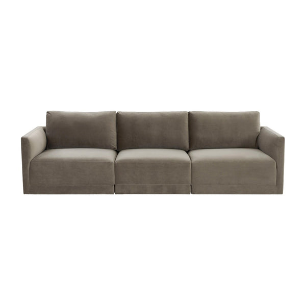 TOV Furniture Willow 105" Velvet Modular Sectional Sofa - Luxurious Comfort, Versatile Design for Any Space Taupe REN-L03113