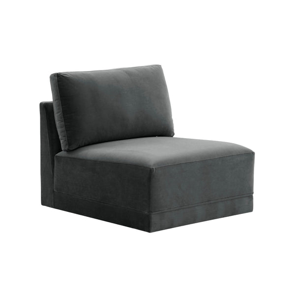TOV Furniture Willow Velvet Modular Armless Chair – Luxurious Comfort for Custom Sectionals or Stylish Accent Seating Charcoal REN-L03120-AC