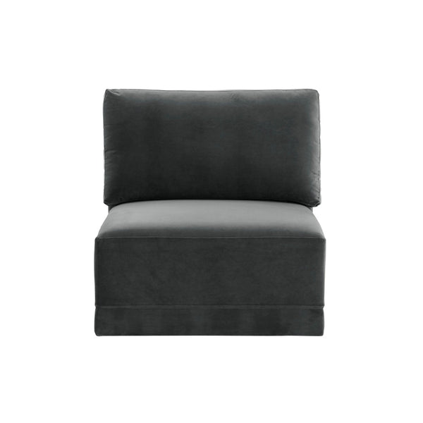 TOV Furniture Willow Velvet Modular Armless Chair – Luxurious Comfort for Custom Sectionals or Stylish Accent Seating Charcoal REN-L03120-AC