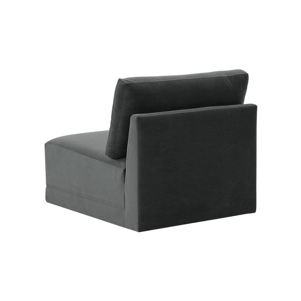 TOV Furniture Willow Velvet Modular Armless Chair – Luxurious Comfort for Custom Sectionals or Stylish Accent Seating Charcoal REN-L03120-AC
