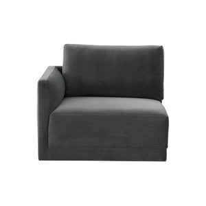 TOV Furniture Willow Velvet Modular Corner Chair – Plush Comfort & Stylish Design for Modern Living Spaces Charcoal REN-L03120-LC