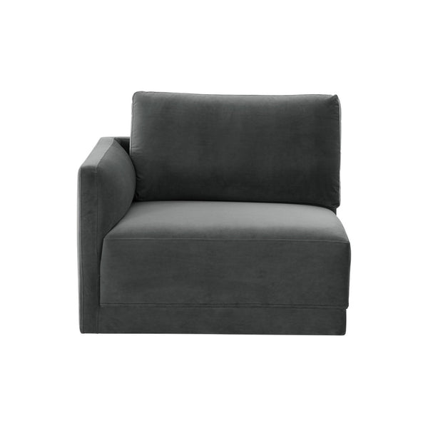 TOV Furniture Willow Velvet Modular Corner Chair – Plush Comfort & Stylish Design for Modern Living Spaces Charcoal REN-L03120-LC