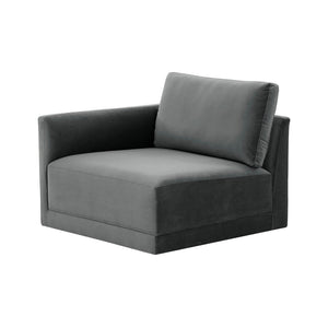 TOV Furniture Willow Velvet Modular Corner Chair – Plush Comfort & Stylish Design for Modern Living Spaces Charcoal REN-L03120-LC