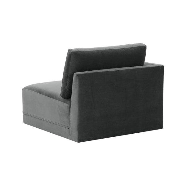TOV Furniture Willow Velvet Modular Corner Chair – Plush Comfort & Stylish Design for Modern Living Spaces Charcoal REN-L03120-LC