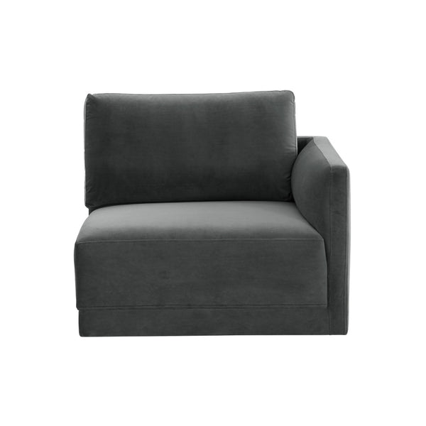 TOV Furniture Willow Velvet Modular Corner Chair - Luxurious Design with Plush Comfort for Modern Living Spaces Charcoal REN-L03120-RC