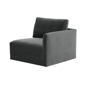 TOV Furniture Willow Velvet Modular Corner Chair - Luxurious Design with Plush Comfort for Modern Living Spaces Charcoal REN-L03120-RC