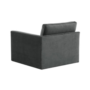 TOV Furniture Willow Velvet Modular Corner Chair - Luxurious Design with Plush Comfort for Modern Living Spaces Charcoal REN-L03120-RC