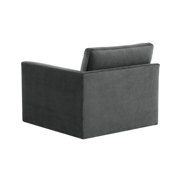 TOV Furniture Willow Velvet Modular Corner Chair - Luxurious Design with Plush Comfort for Modern Living Spaces Charcoal REN-L03120-RC
