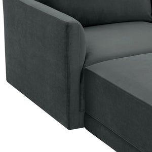 TOV Furniture Willow 4-Piece Velvet Modular Sectional - Luxurious Comfort with Versatile Design for Modern Living Charcoal REN-L03120-SEC