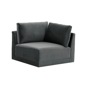 TOV Furniture Willow Velvet Modular Corner Chair - Luxurious Comfort and Modern Design for Stylish Living Spaces Charcoal REN-L03120-W
