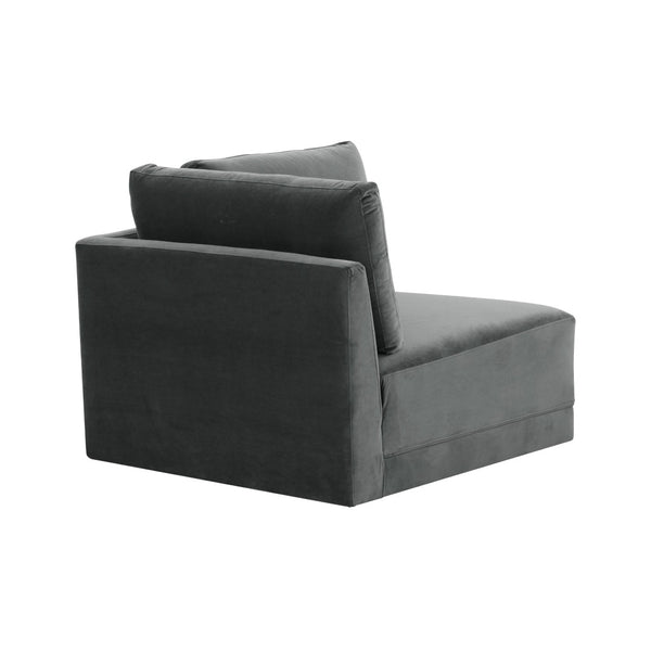 TOV Furniture Willow Velvet Modular Corner Chair - Luxurious Comfort and Modern Design for Stylish Living Spaces Charcoal REN-L03120-W