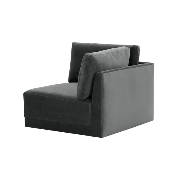 TOV Furniture Willow Velvet Modular Corner Chair - Luxurious Comfort and Modern Design for Stylish Living Spaces Charcoal REN-L03120-W