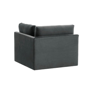 TOV Furniture Willow Velvet Modular Corner Chair - Luxurious Comfort and Modern Design for Stylish Living Spaces Charcoal REN-L03120-W