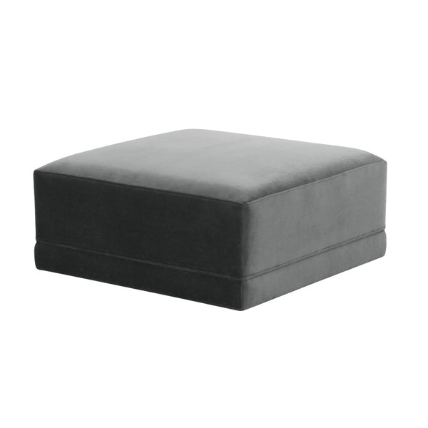 TOV Furniture Willow Velvet Modular Ottoman - Versatile Luxury Seating for Elegant Living Spaces and Comfort Charcoal REN-L03121