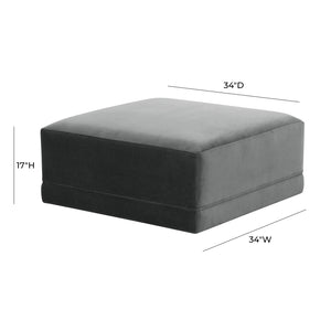 TOV Furniture Willow Velvet Modular Ottoman - Versatile Luxury Seating for Elegant Living Spaces and Comfort Charcoal REN-L03121