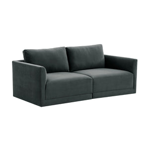 TOV Furniture Willow 74" Velvet Modular Loveseat - Luxurious Comfort and Versatile Design for Modern Spaces Charcoal REN-L03122