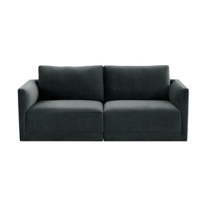 TOV Furniture Willow 74" Velvet Modular Loveseat - Luxurious Comfort and Versatile Design for Modern Spaces Charcoal REN-L03122