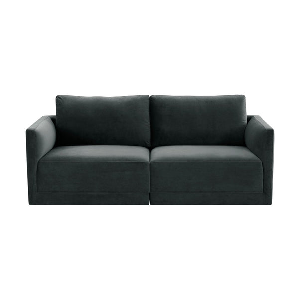 TOV Furniture Willow 74" Velvet Modular Loveseat - Luxurious Comfort and Versatile Design for Modern Spaces Charcoal REN-L03122