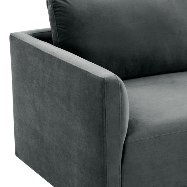 TOV Furniture Willow 74" Velvet Modular Loveseat - Luxurious Comfort and Versatile Design for Modern Spaces Charcoal REN-L03122