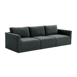 TOV Furniture Willow 105" Velvet Modular Sectional Sofa - Luxurious Comfort, Versatile Design for Any Space Charcoal REN-L03123