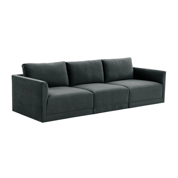 TOV Furniture Willow 105" Velvet Modular Sectional Sofa - Luxurious Comfort, Versatile Design for Any Space Charcoal REN-L03123