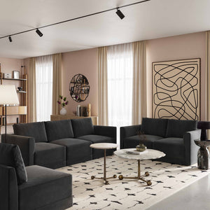 TOV Furniture Willow 105" Velvet Modular Sectional Sofa - Luxurious Comfort, Versatile Design for Any Space Charcoal REN-L03123