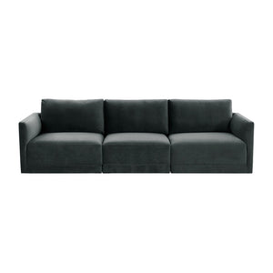 TOV Furniture Willow 105" Velvet Modular Sectional Sofa - Luxurious Comfort, Versatile Design for Any Space Charcoal REN-L03123