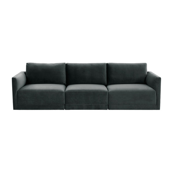 TOV Furniture Willow 105" Velvet Modular Sectional Sofa - Luxurious Comfort, Versatile Design for Any Space Charcoal REN-L03123
