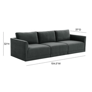 TOV Furniture Willow 105" Velvet Modular Sectional Sofa - Luxurious Comfort, Versatile Design for Any Space Charcoal REN-L03123