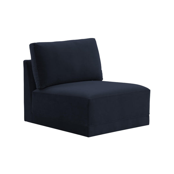 TOV Furniture Willow Velvet Modular Armless Chair – Luxurious Comfort for Custom Sectionals or Stylish Accent Seating Navy REN-L03130-AC