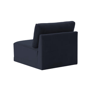 TOV Furniture Willow Velvet Modular Armless Chair – Luxurious Comfort for Custom Sectionals or Stylish Accent Seating Navy REN-L03130-AC