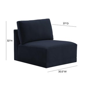 TOV Furniture Willow Velvet Modular Armless Chair – Luxurious Comfort for Custom Sectionals or Stylish Accent Seating Navy REN-L03130-AC