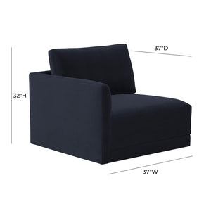 TOV Furniture Willow Velvet Modular Corner Chair – Plush Comfort & Stylish Design for Modern Living Spaces Navy REN-L03130-LC