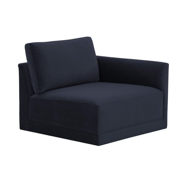 TOV Furniture Willow Velvet Modular Corner Chair - Luxurious Design with Plush Comfort for Modern Living Spaces Navy REN-L03130-RC