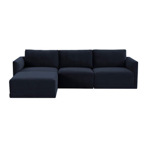 TOV Furniture Willow 4-Piece Velvet Modular Sectional - Luxurious Comfort with Versatile Design for Modern Living Navy REN-L03130-SEC