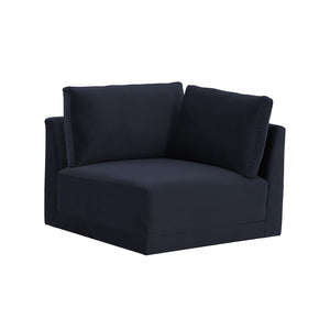 TOV Furniture Willow Velvet Modular Corner Chair - Luxurious Comfort and Modern Design for Stylish Living Spaces Navy REN-L03130-W