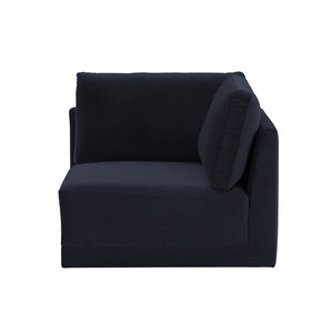 TOV Furniture Willow Velvet Modular Corner Chair - Luxurious Comfort and Modern Design for Stylish Living Spaces Navy REN-L03130-W