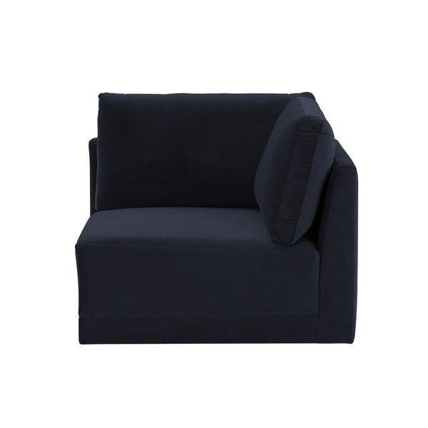 TOV Furniture Willow Velvet Modular Corner Chair - Luxurious Comfort and Modern Design for Stylish Living Spaces Navy REN-L03130-W
