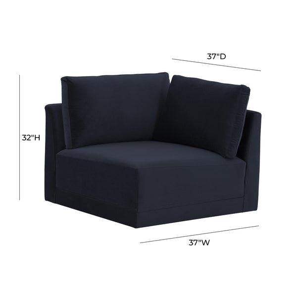 TOV Furniture Willow Velvet Modular Corner Chair - Luxurious Comfort and Modern Design for Stylish Living Spaces Navy REN-L03130-W