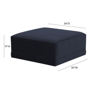 TOV Furniture Willow Velvet Modular Ottoman - Versatile Luxury Seating for Elegant Living Spaces and Comfort Navy REN-L03131