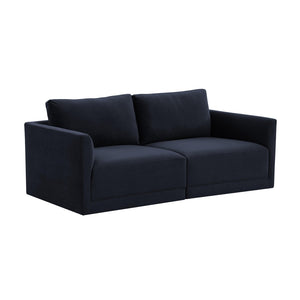 TOV Furniture Willow 74" Velvet Modular Loveseat - Luxurious Comfort and Versatile Design for Modern Spaces Navy REN-L03132