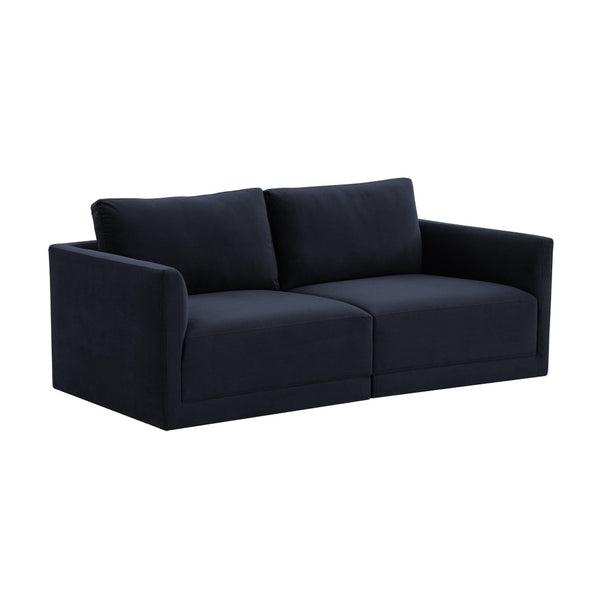 TOV Furniture Willow 74" Velvet Modular Loveseat - Luxurious Comfort and Versatile Design for Modern Spaces Navy REN-L03132