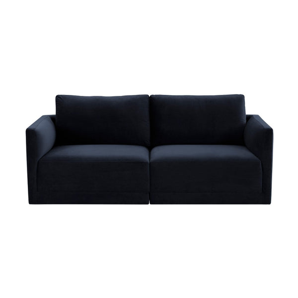 TOV Furniture Willow 74" Velvet Modular Loveseat - Luxurious Comfort and Versatile Design for Modern Spaces Navy REN-L03132
