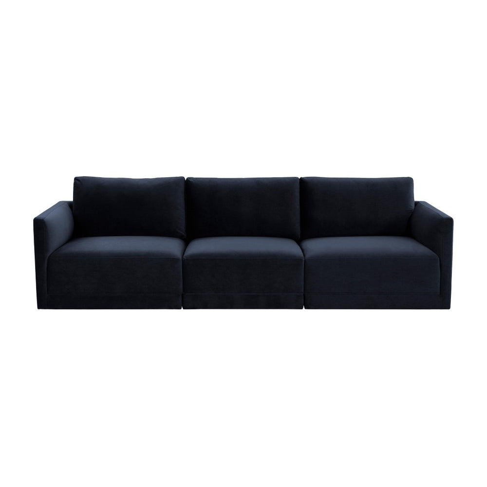 TOV Furniture Willow 105" Velvet Modular Sectional Sofa - Luxurious Comfort, Versatile Design for Any Space Navy REN-L03133