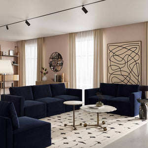 TOV Furniture Willow 105" Velvet Modular Sectional Sofa - Luxurious Comfort, Versatile Design for Any Space Navy REN-L03133
