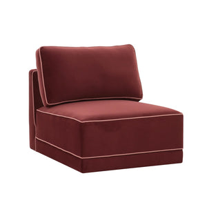 TOV Furniture Willow Velvet Modular Armless Chair – Luxurious Comfort for Custom Sectionals or Stylish Accent Seating Red REN-L03140-AC