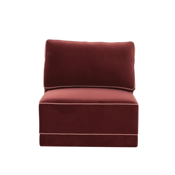 TOV Furniture Willow Velvet Modular Armless Chair – Luxurious Comfort for Custom Sectionals or Stylish Accent Seating Red REN-L03140-AC