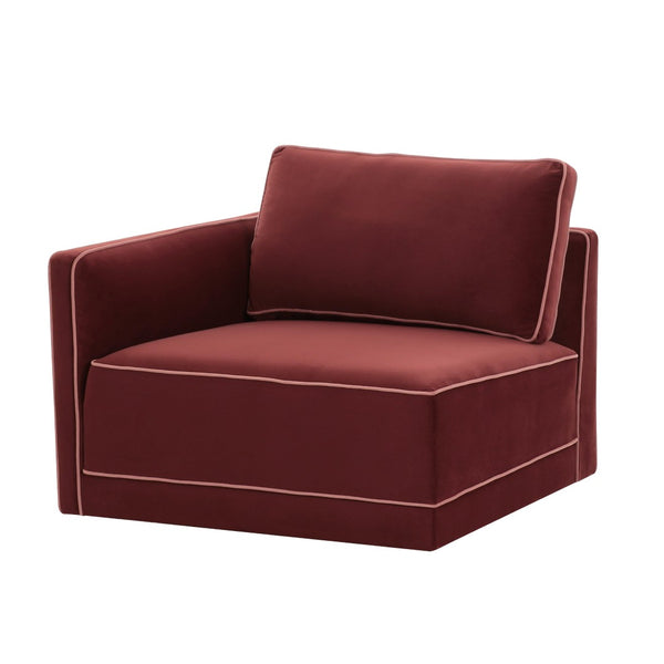 TOV Furniture Willow Velvet Modular Corner Chair – Plush Comfort & Stylish Design for Modern Living Spaces Red REN-L03140-LC