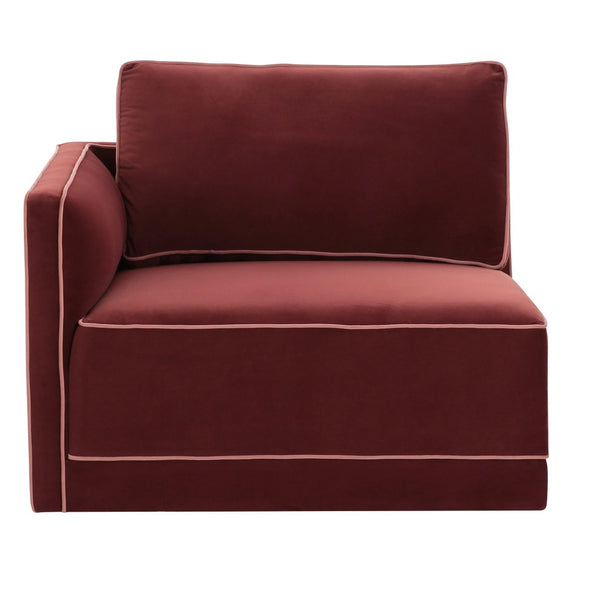 TOV Furniture Willow Velvet Modular Corner Chair – Plush Comfort & Stylish Design for Modern Living Spaces Red REN-L03140-LC