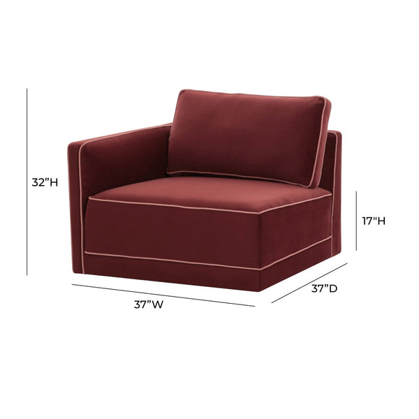 TOV Furniture Willow Velvet Modular Corner Chair – Plush Comfort & Stylish Design for Modern Living Spaces Red REN-L03140-LC